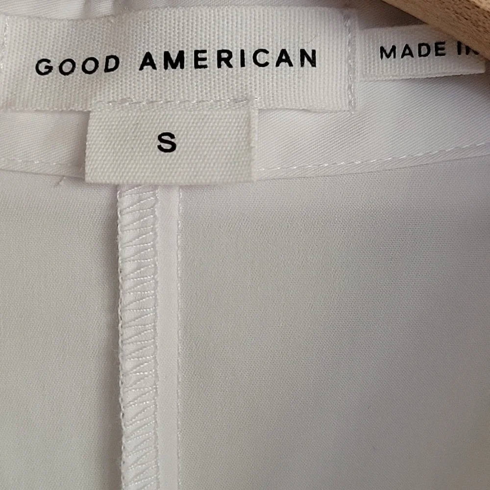 Good American NWT White Button-Up Poplin Dolman Sleeve Pleated Shirt - Picture 7 of 10